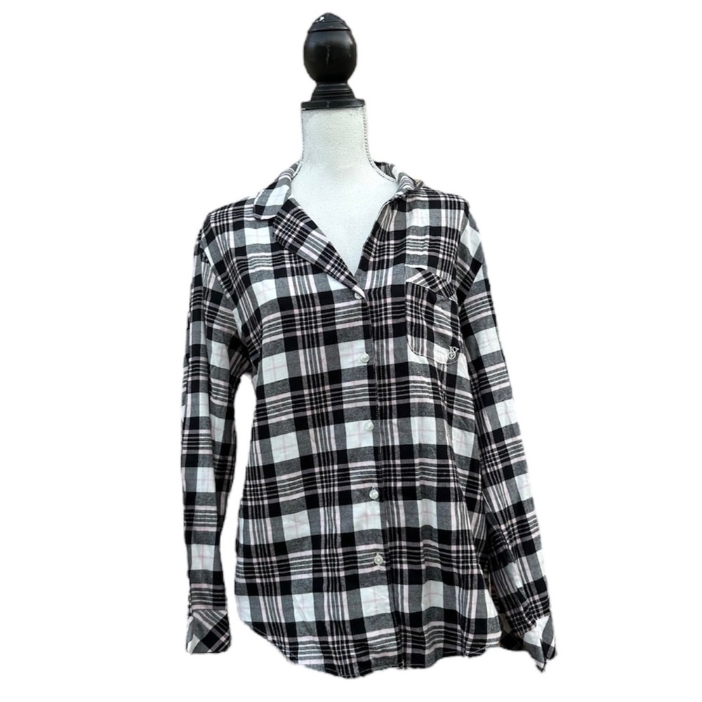 Victoria’s Secret Plaid Flannel Button Down Pajama Sleep Shirt NWT Medium